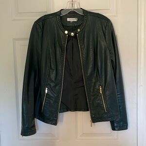 Women’s Calvin Klein Leather Jacket. Green. Size Small.